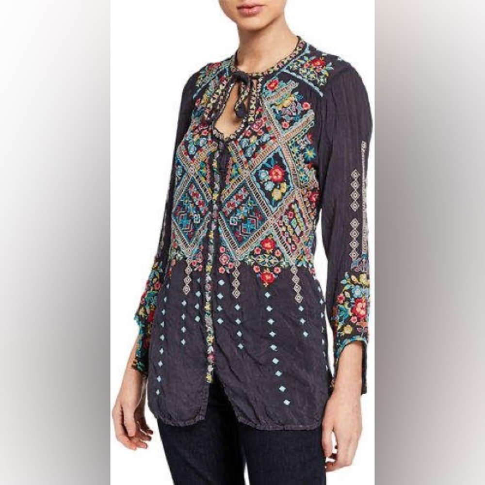 Johnny Was Arges Blouse Gray
